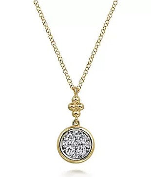 Lady's Two Tone 14 Karat Open Link Drop Pendant Necklace