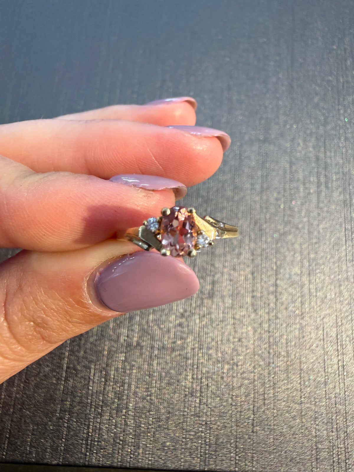 Light Pink Topaz and Diamond Fashion Ring