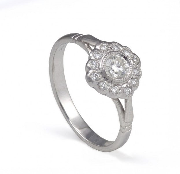 18kt White Gold Diamond Cluster with Natural Diamonds