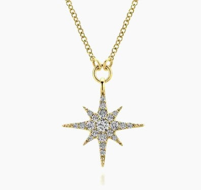 Lady's White 14 Karat Gold Starburst Necklace