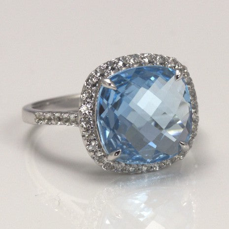 Sterling Silver Cushion Cut Blue Topaz