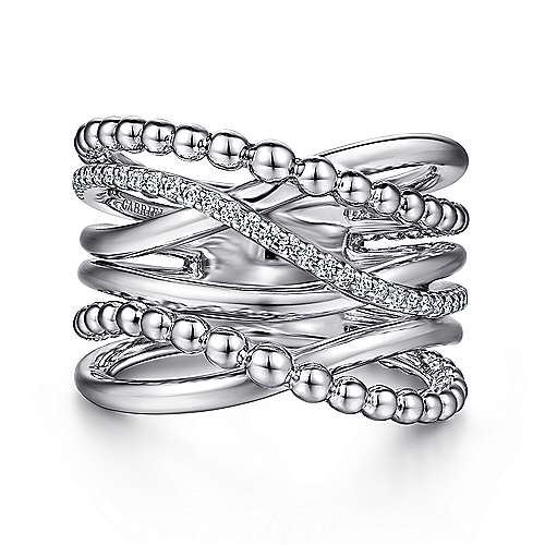 Sterling Silver White Sapphire Crisscross Ring