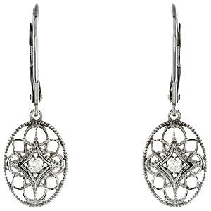 Lady's White Sterling Silver Drop Earrings