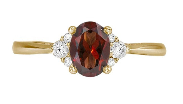 14k White Gold Fashion Ring with Oval Garnet