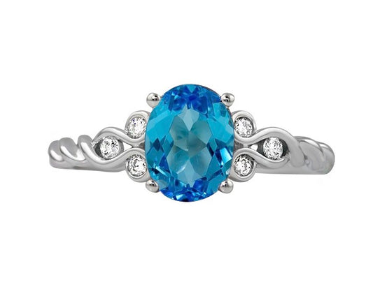 14k White Gold Fashion Ring with Blue Topaz