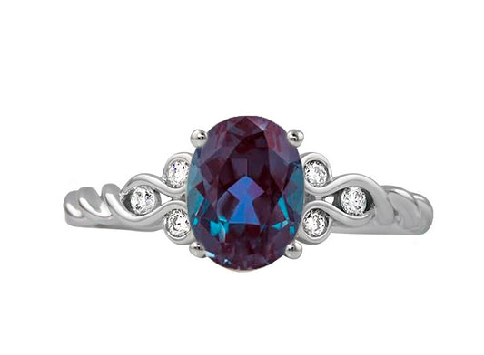 14k White Gold Fashion Ring with Chatam