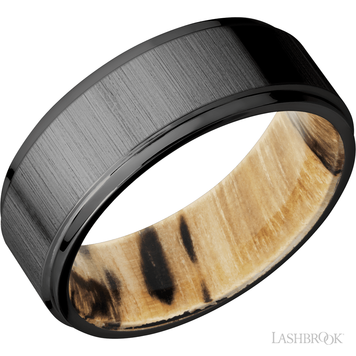 Zirconium with Crosssatinblack , Polish Finish and Spalted Tamarind