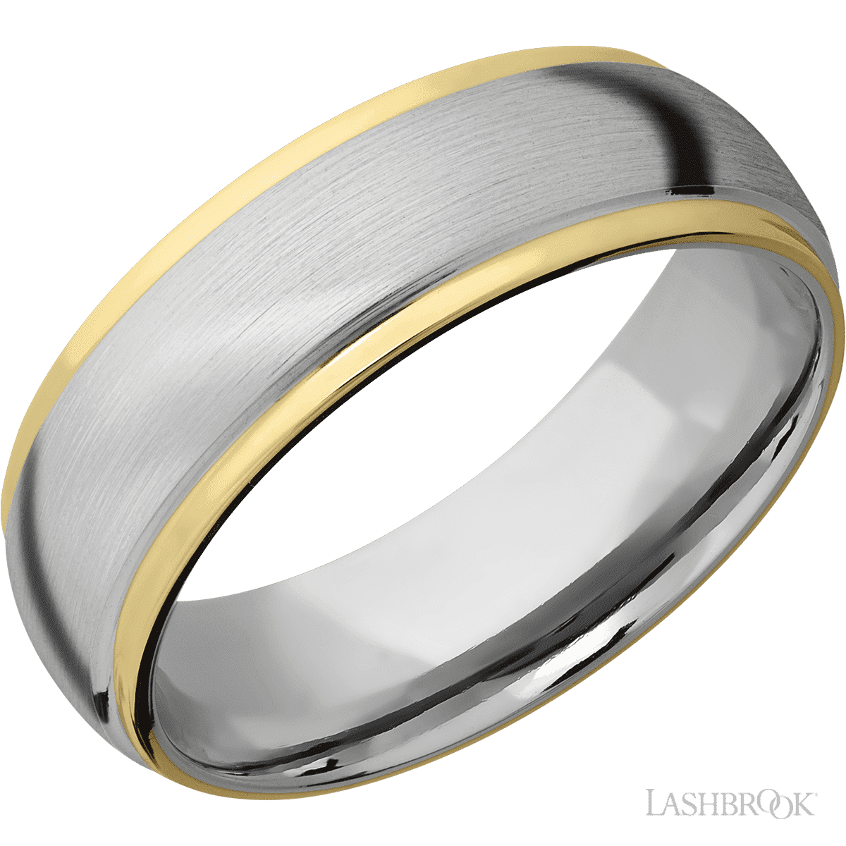 14K White Gold with Satin , Polish Finish and 14K Yellow Gold Inlay