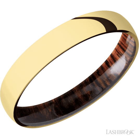 14K Yellow Gold with Polish Finish and Cocobolo