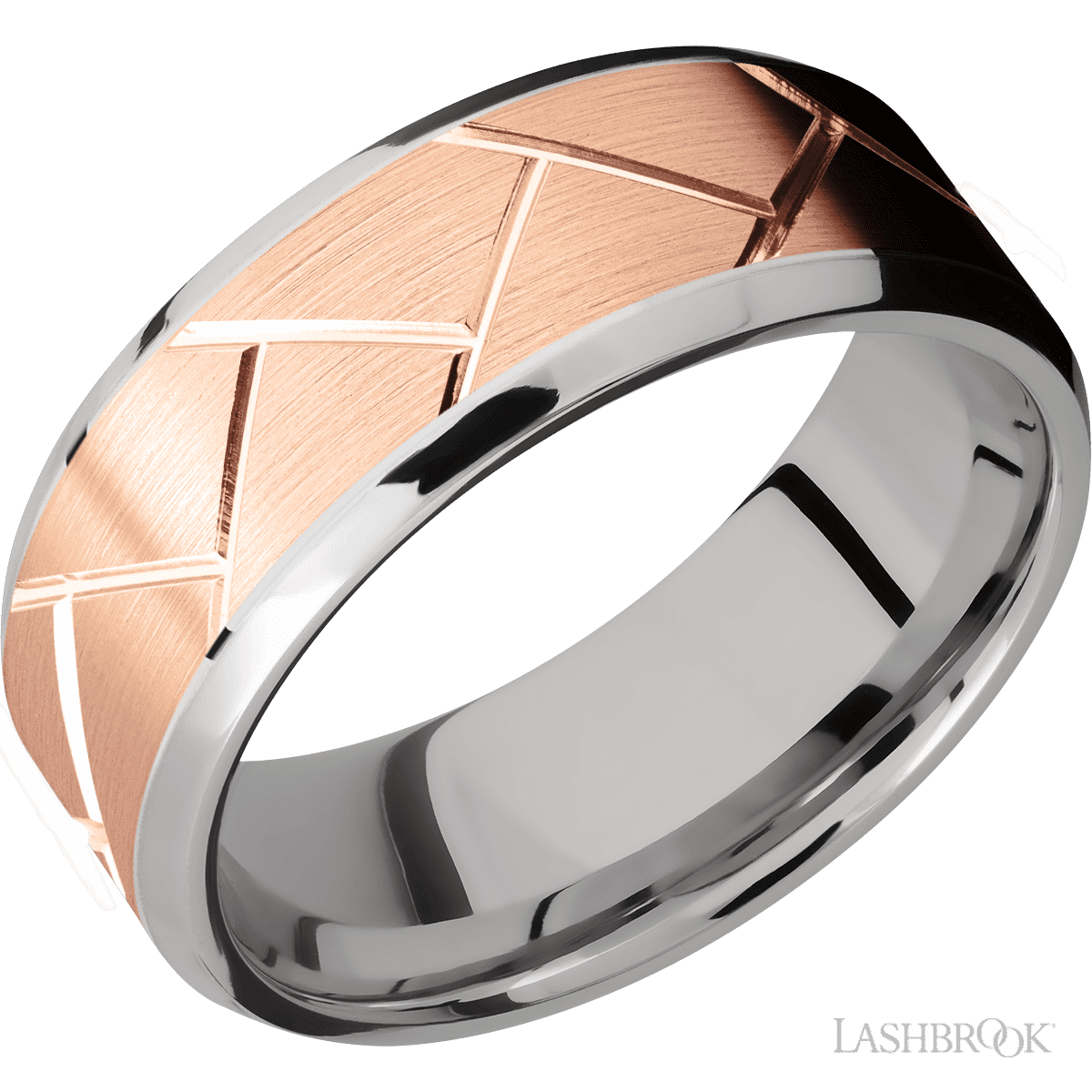 14K White Gold with Polish, Polish Finish and 14K Rose Gold Inlay