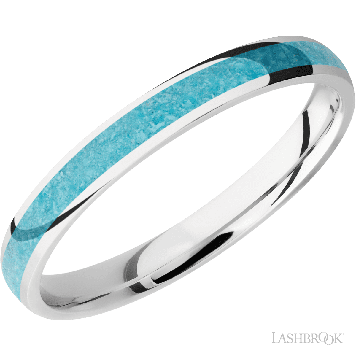 Cobalt Chrome with Polish Finish and Turquoise Inlay