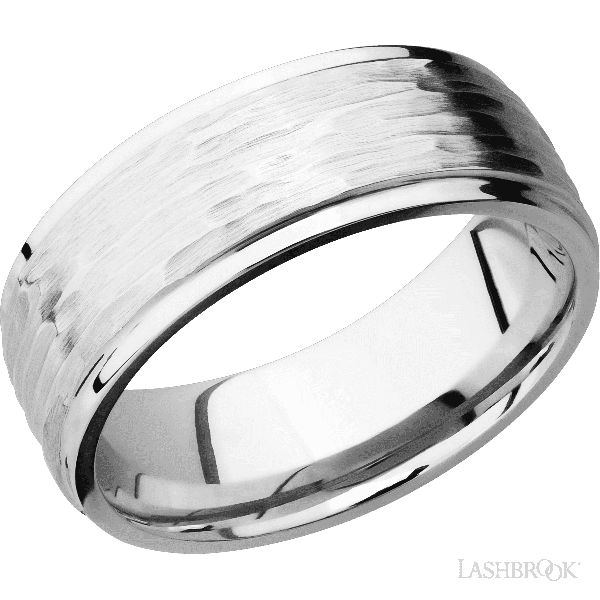 14K White Gold with Treebark, Polish Finish