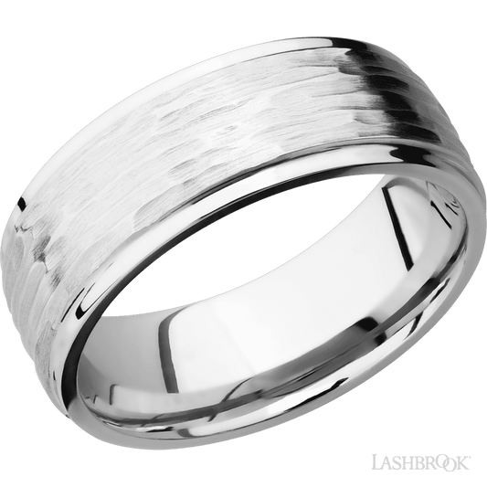 14K White Gold with Treebark, Polish Finish