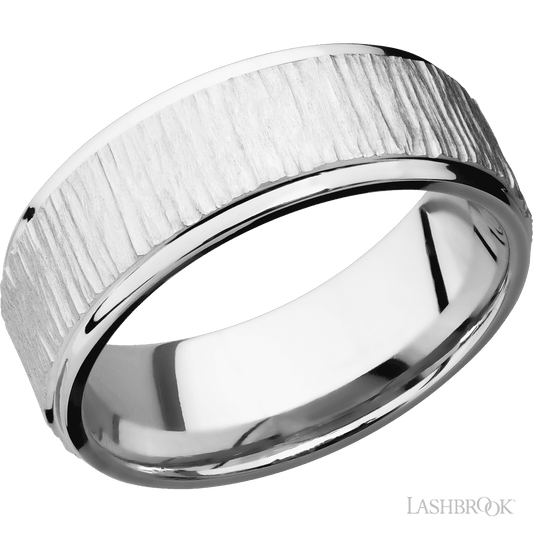 14K White Gold with Treebark, Polish Finish