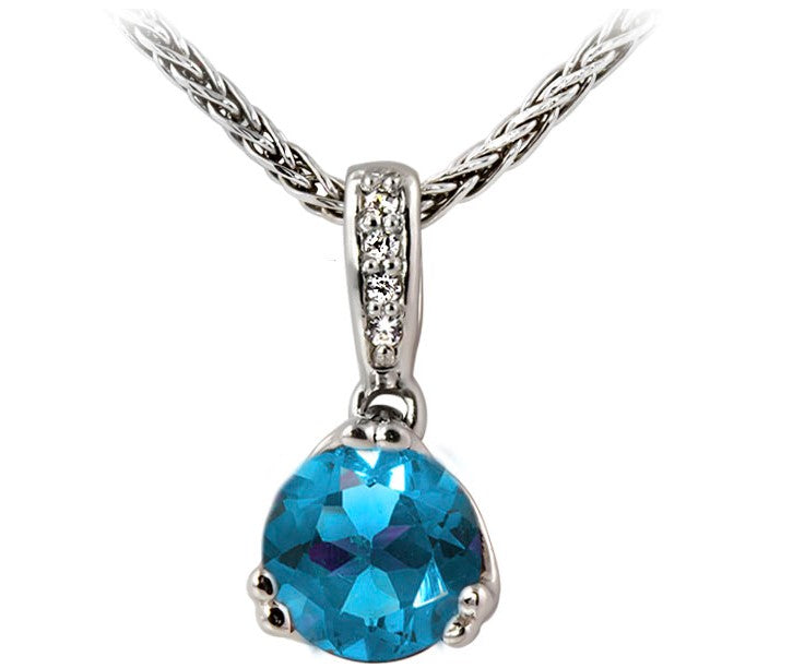 14k White Gold Blue Topaz Necklace