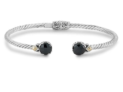 Gemstone Twist Sterling Silver Bangle