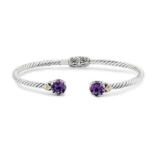 Gemstone Twist Sterling Silver Bangle