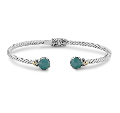 Gemstone Twist Sterling Silver Bangle