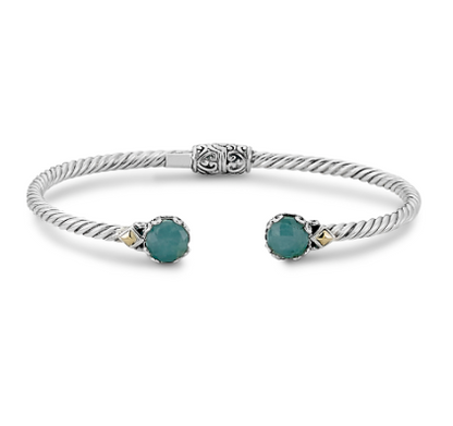 Gemstone Twist Sterling Silver Bangle