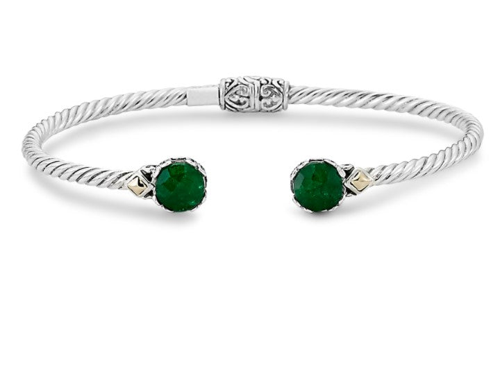 Gemstone Twist Sterling Silver Bangle