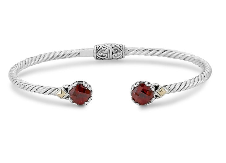 Gemstone Twist Sterling Silver Bangle