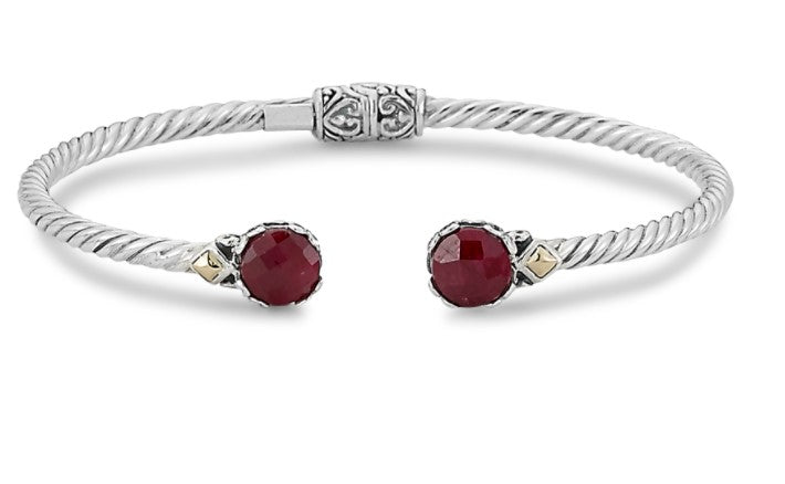 Gemstone Twist Sterling Silver Bangle