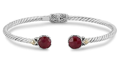 Gemstone Twist Sterling Silver Bangle