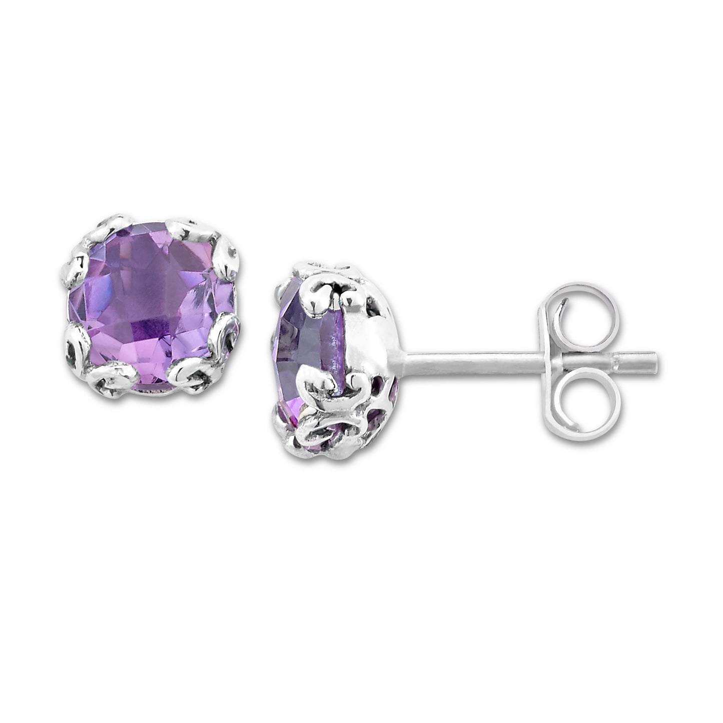 Sterling Silver 7mm Round Gemstone Studs