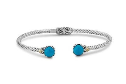 Gemstone Twist Sterling Silver Bangle