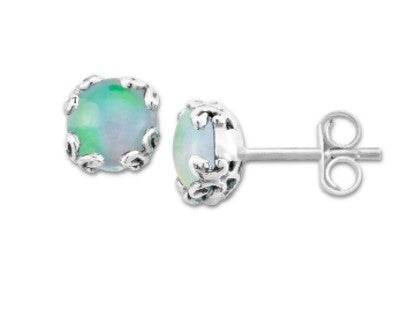 Sterling Silver 7mm Round Gemstone Studs