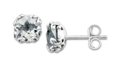 Sterling Silver 7mm Round Gemstone Studs