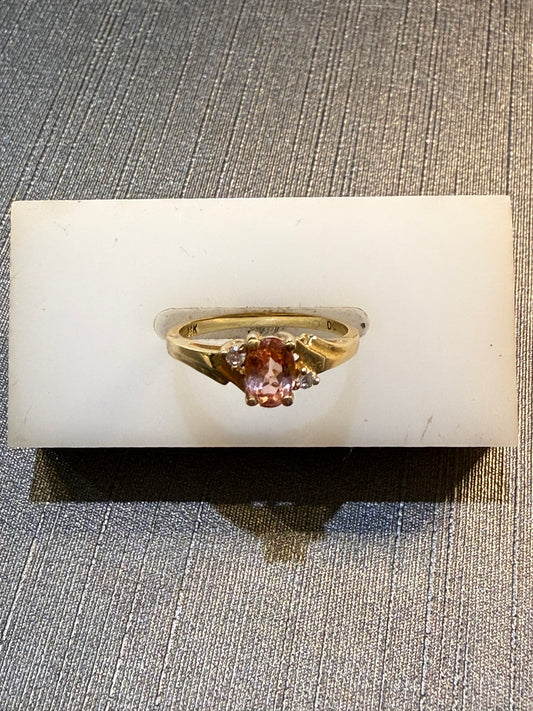 Light Pink Topaz and Diamond Fashion Ring