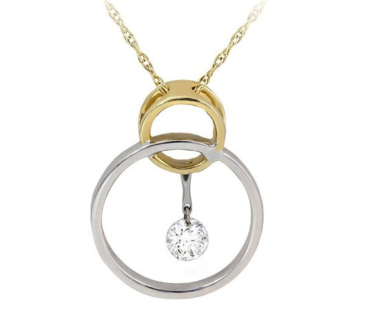 Lady's Two Tone 14 Karat Drop Pendant