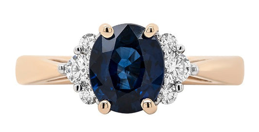 14k Yellow Gold Fashion Ring with Oval Sapphire