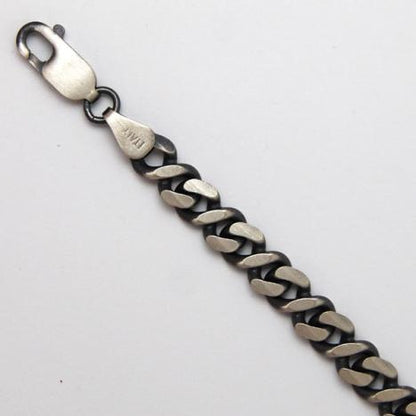 Sterling Silver Fancy Gun Metal Curb Chain