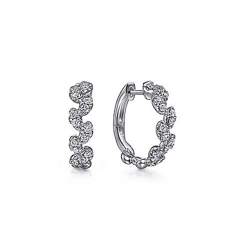 14K White Gold 15mm Diamond Huggies