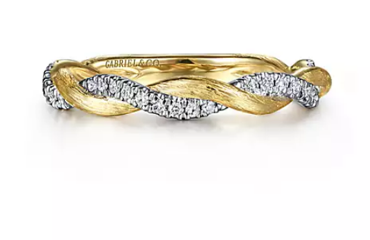 14k Yellow Gold Diamond Twisted Ring