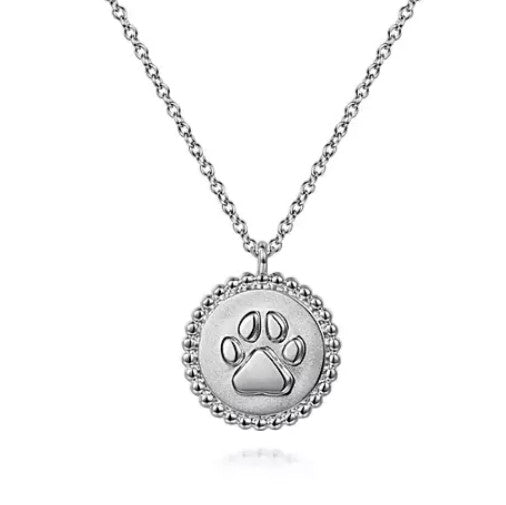 Sterling Silver Paw Print Necklace