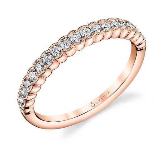 14k Rose Gold Bezel Set Wedding Band