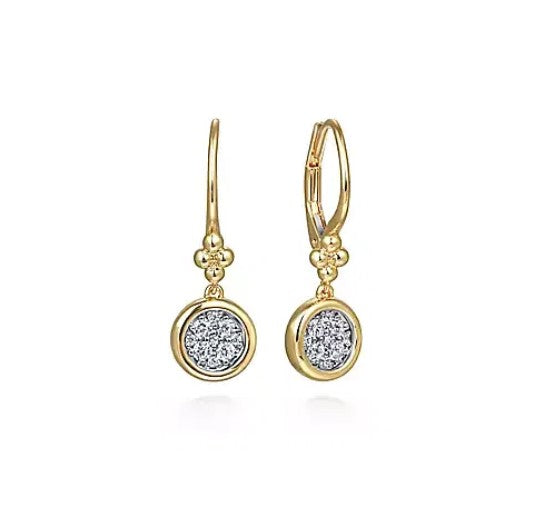 Lady's Two Tone 14 Karat Cluster Earrings