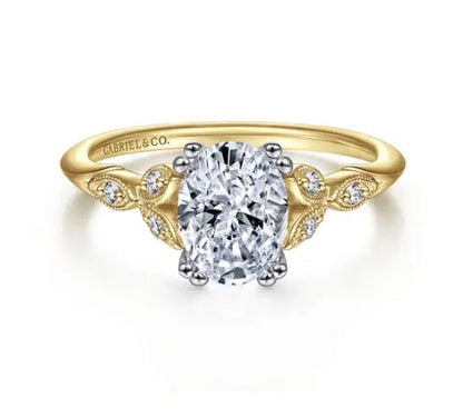 Yellow Gold Oval Natural Diamond Ring