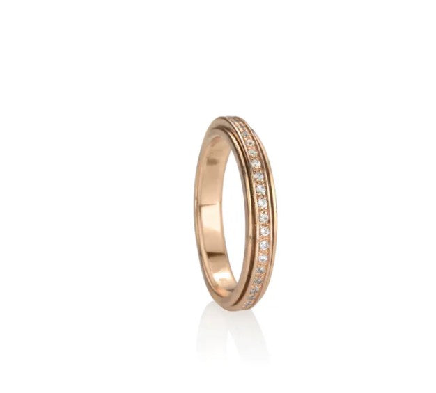 14k Rose Gold Vermeil with Spinning CZ Inlay Ring