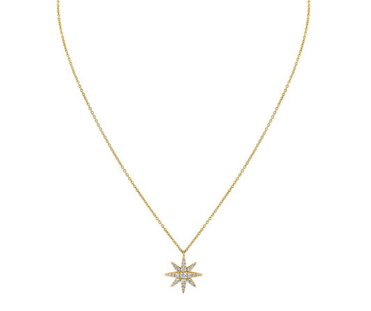 Lady's Yellow 14 Karat Starburst Necklace With 0.35Tw Round G/H Vs2 Diamonds