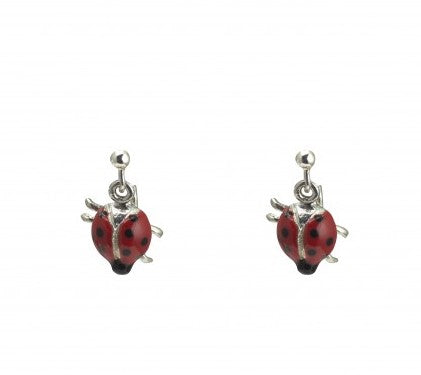 Sterling Silver Enamel Ladybug Earrings