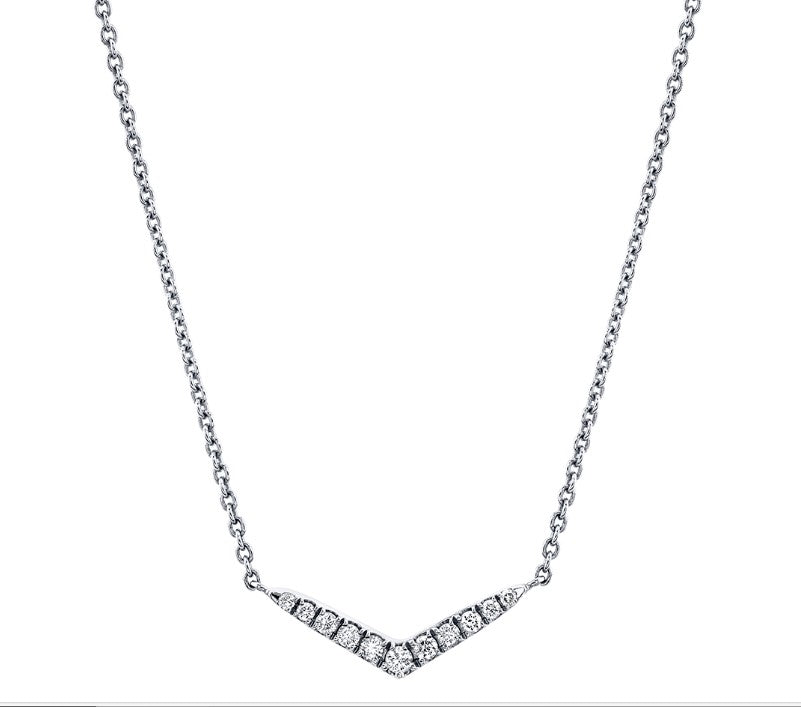 Lady's White 14 Karat Necklace With 0.10Tw Round G/H Vs2 Natural Diamonds