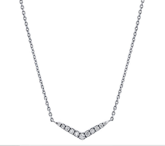 Lady's White 14 Karat Necklace With 0.10Tw Round G/H Vs2 Natural Diamonds