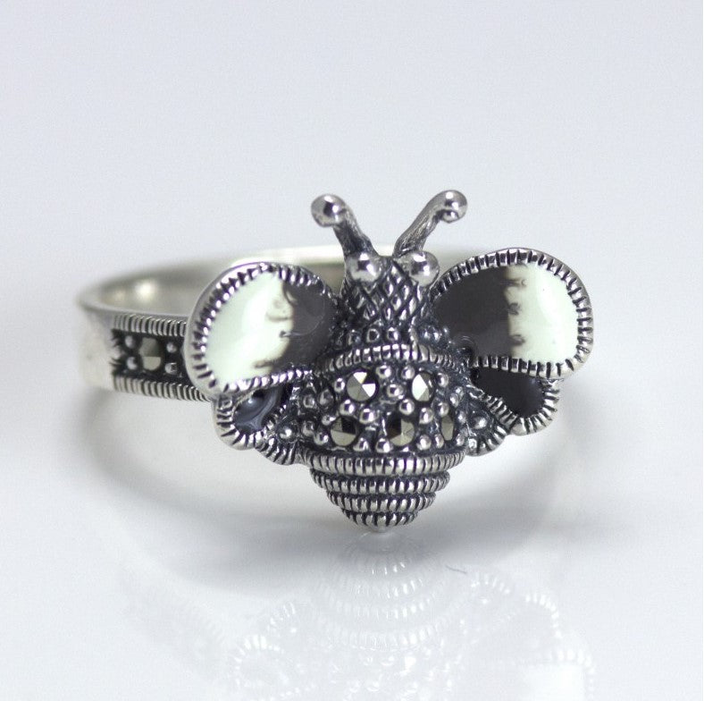 Sterling Silver Marcasite Bee Ring