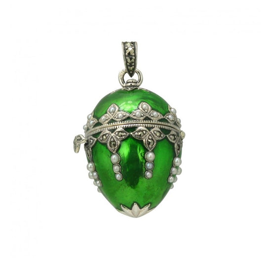 Marcasite, Green Enamel, and Pearl Egg