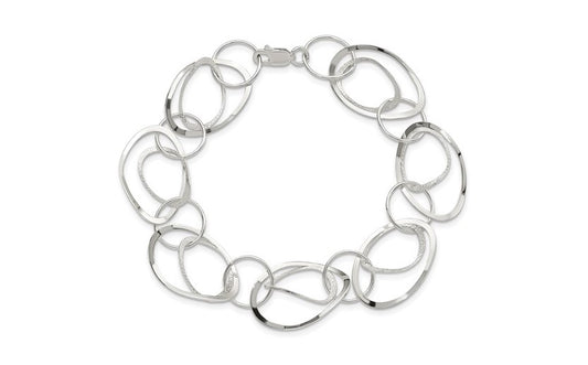 Silver Hammered Open Link Bracelet