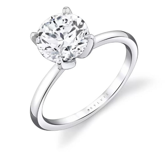 Lady's White 14 Karat Engagement Ring With 0.26Tw Round G/H Vs2 Diamonds And 2.00Tw Round Diamonds